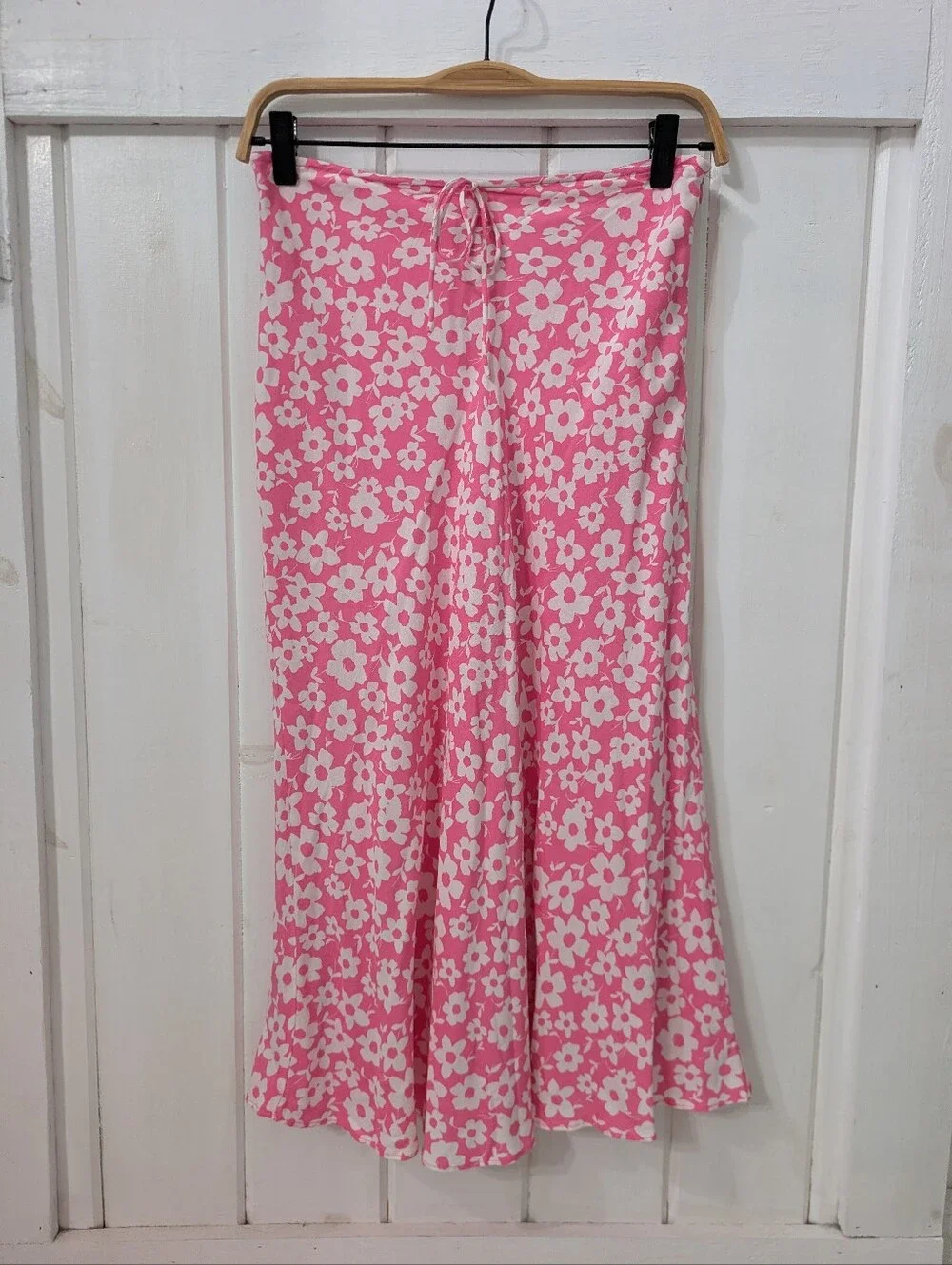 Cotton Candy Pink Floral Midi Skirt Size M